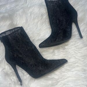Sexy black lace boot heel women’s size 10